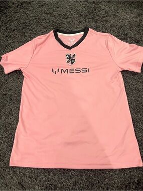 Kids Lionel Messi Pink Short-Sleeve Soccer Shirt Size Large 14/16
